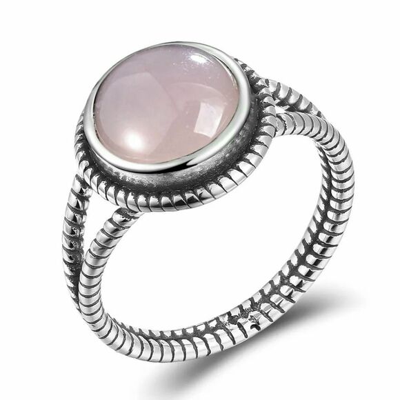 Jewelry - Natural Rose Quartz Sterling Silver Ring New Pale Pastel Pink